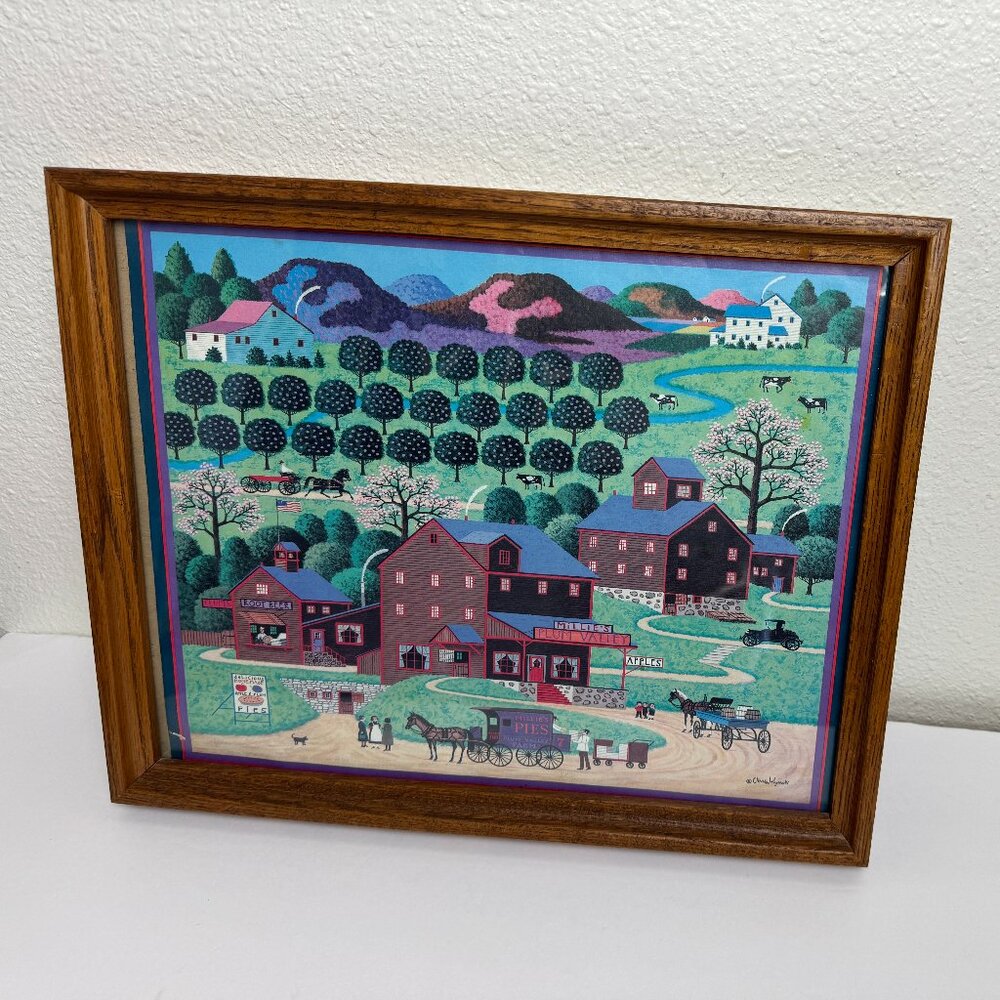 Vintage CHARLES WYSOCKI  Plum Valley Oak Wooden Frame ART Print